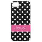 Preppy Pink and Black Polka Dots Personalized