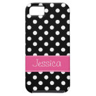 Preppy Pink and Black Polka Dots Personalized