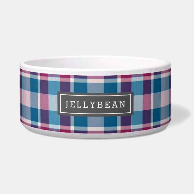 Preppy Pink and Blue Plaid Monogram (Front)