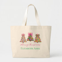 Preppy Pink and Green Christmas Trees