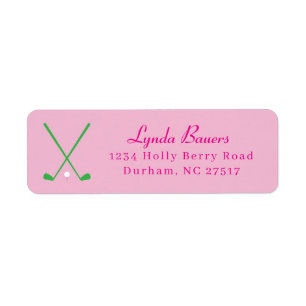Preppy Pink and Green Golf Lover Adresse de retour
