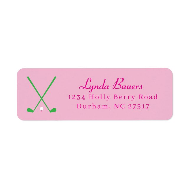 Preppy Pink and Green Golf Lover Return Address (Front)