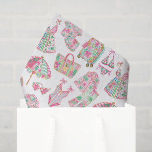 Preppy Pink and Green Palm Beach Chic Style Tissue Paper