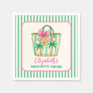 Preppy Pink and Green Palm Beach Tote Bag Napkin