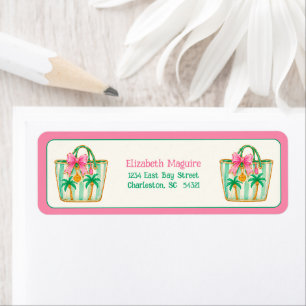 Preppy Pink and Green Palm Beach Tote Bags