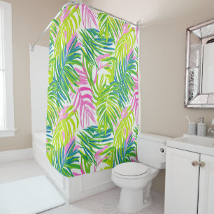 Preppy Pink and Green Palm Leaves
