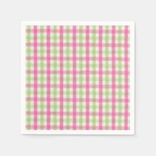 Preppy Pink and Green Plaid Napkin