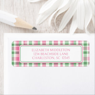 Preppy Pink and Green Plaid Personalized