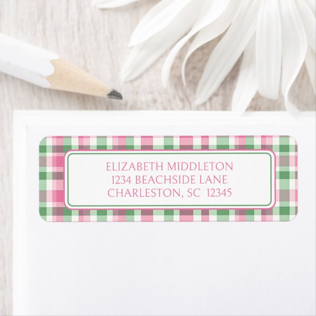 Preppy Pink and Green Plaid Personalized (Insitu)