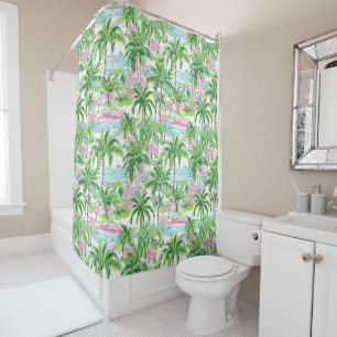 Preppy Pink and Green Tropical Palm Tree