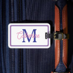 Preppy Pink and Navy Blue Simple Monogram Luggage Tag<br><div class="desc">This preppy monogrammed luggage tag features a simple monogram on the front in shades of pink and navy blue on white with a matching pink and navy border.  Personalize the monogram on the front with your choice of name and initial and contact information on the back.</div>
