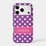 Preppy Pink and Purple Polka Dots Personalized<br><div class="desc">A preppy pink and purple polka dot design is featured on this Samsung Galaxy phone case. Modern and cute -- Perfect for a girly tween or teenager. Easily personalize with your name!</div>