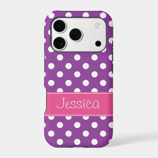 Preppy Pink and Purple Polka Dots Personalized (Back)