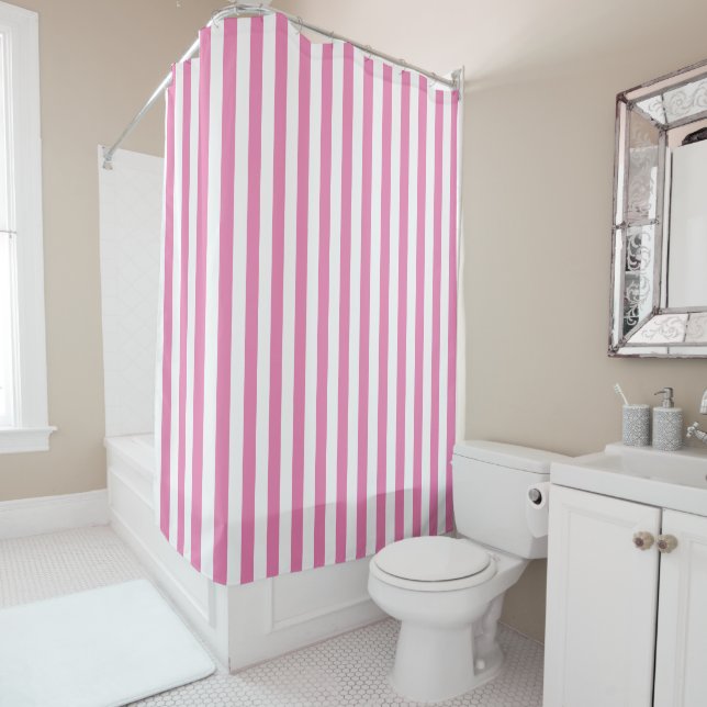  Preppy Pink and White Stripes Geometric Pattern (In Situ)