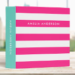 Preppy Pink and White Stripes with Turquoise Side Binder<br><div class="desc">This chic preppy binder features pink and white stripes pattern on the front and back with a turquoise colour side. Personalize it by replacing the placeholder text in the template to add your information. For more options such as to change the font, text size/colour and the spacing between letters click...</div>
