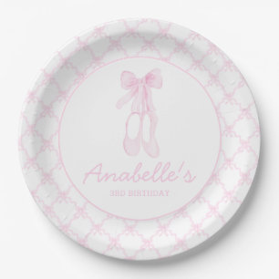 Preppy Pink Ballerina Slippers First birthday  Paper Plate
