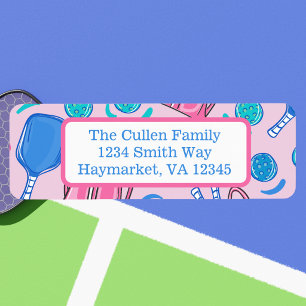 Preppy Pink Blue Pickleball Personalized