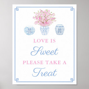 Preppy Pink Blue Sweet Favour Table Wedding Shower Poster