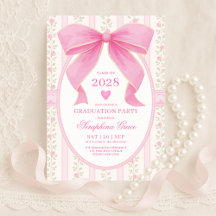 Preppy Pink Bow Cottagecore Graduation Party