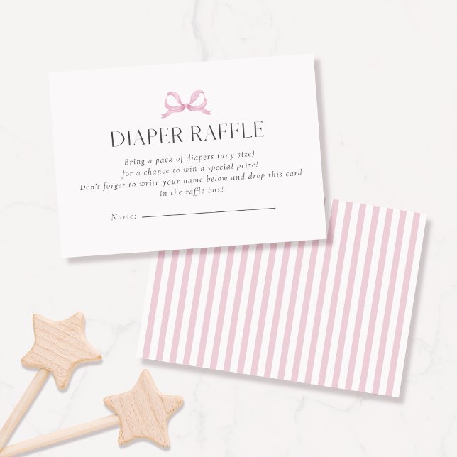 Preppy Pink Bow Diaper Raffle Card   (Creator Uploaded)