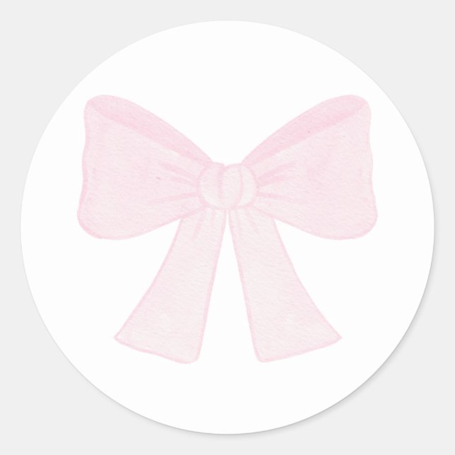 Preppy Pink Bow Grandmillennial First Birthday Classic Round Sticker (Front)