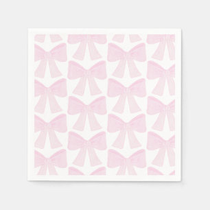 Preppy Pink Bow Grandmillennial First Birthday Napkin