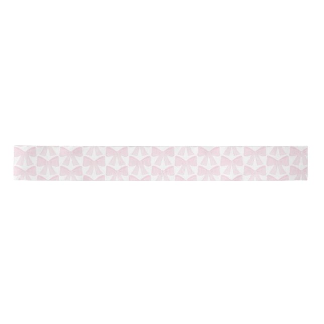 Preppy Pink Bow Grandmillennial First Birthday Satin Ribbon (Front)