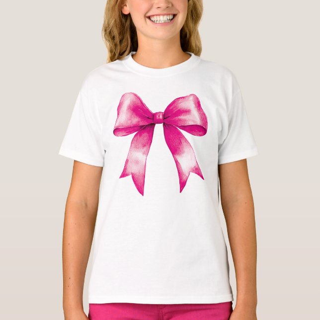Preppy Pink Bow T-Shirt (Front)