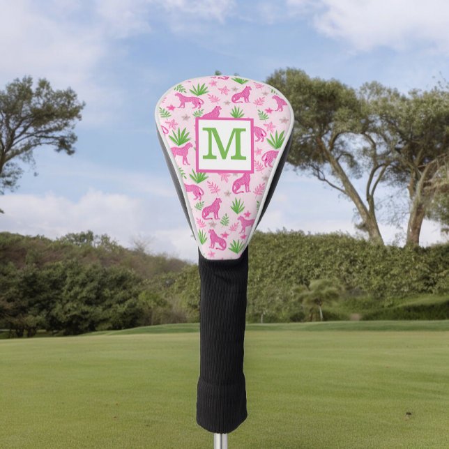 Preppy Pink Cheetah Monogram Golf Head Cover (Creator Uploaded)