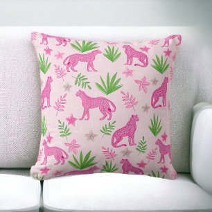 Preppy Pink Cheetah Throw Pillow