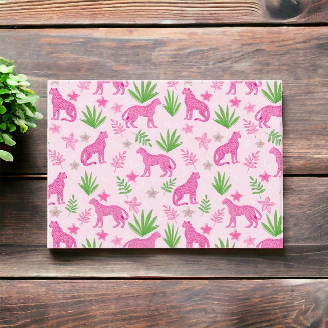 Preppy Pink Cheetahs Floral Pattern  Card (Creator Uploaded)
