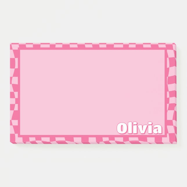 Preppy Pink Chequered Post-it Notes (Front)