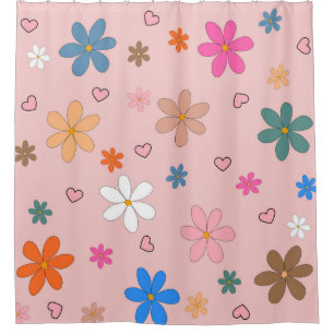 Preppy Pink Colourful Flower Heart Y2K Pattern