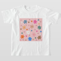Preppy Pink Colourful Flower Heart Y2K Pattern