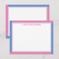 Preppy Pink & Cornflower Blue Name Stationery