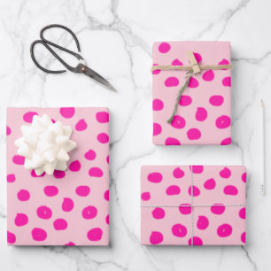 Preppy Pink Dots Modern Animal Print Spots Wrapping Paper Sheet