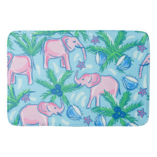Preppy Pink Elephant Bath Mat