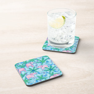 Preppy Pink Elephant Coaster