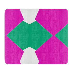 Preppy Pink Emerald Green Abstract Mosaic Pattern Cutting Board