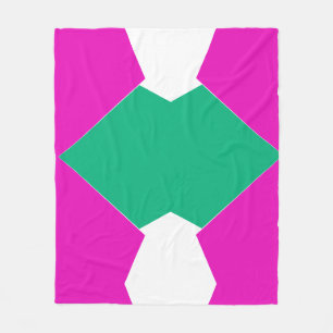 Preppy Pink Emerald Green Abstract Mosaic Pattern Fleece Blanket