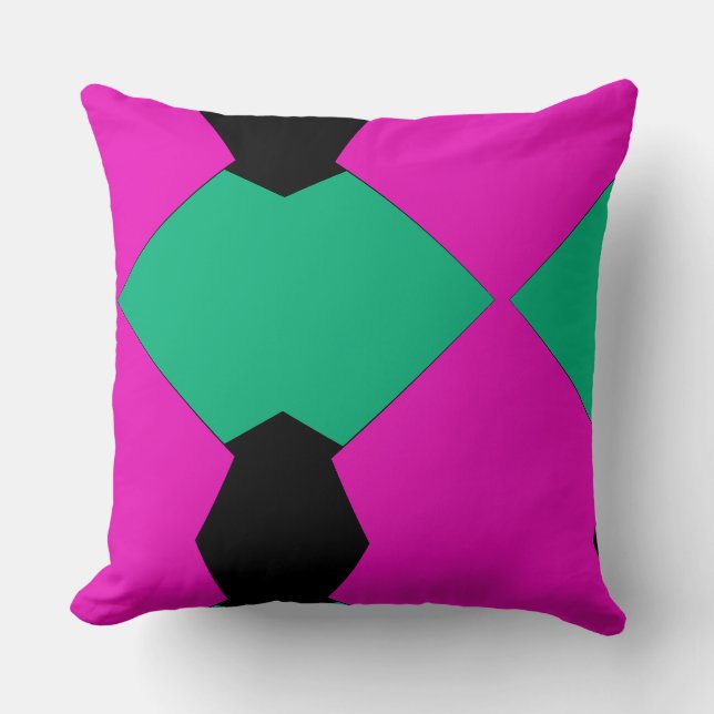 Preppy Pink Emerald Green Abstract Mosaic Pattern Throw Pillow (Front)