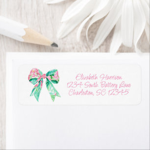 Preppy Pink et Aqua Floral Bow Adresse de retour