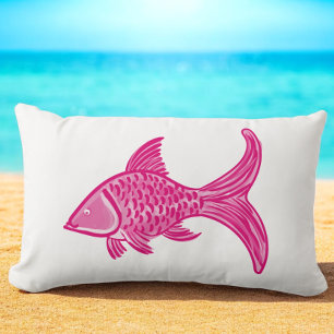 Preppy Pink Fish  Lumbar Pillow