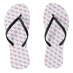 Preppy Pink Flamingo Tropical Flip Flops