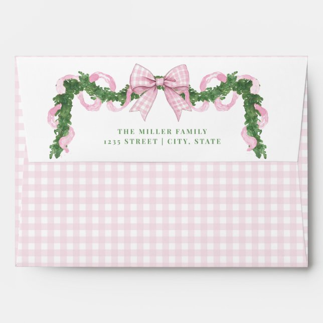 Preppy Pink Gingham Envelope (Back (Top Flap))