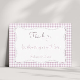 Preppy Pink Gingham Grandmillenial Baby Shower Thank You Card