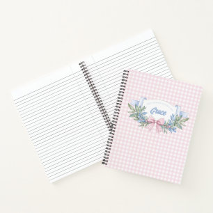 Preppy Pink Gingham Grandmillennial Notebook