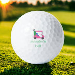 Preppy Pink Golf Cart Personalized Golf Balls<br><div class="desc">This preppy pink golf cart ball is great for a golfer gift especially for one who loses her golf balls in the rough. Personalize with a name. This pink golf cart pattern can be found on other items in my shop,  PageCreativeDesigns, </div>