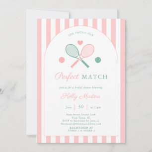 Preppy Pink Green Arch Tennis Theme Bridal Shower Invitation