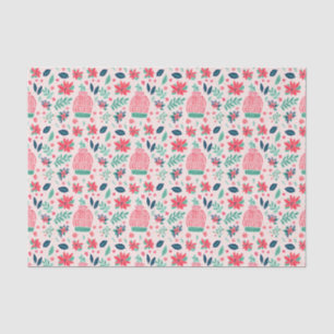 Preppy Pink & Green Christmas Ski Caps Tissue Paper